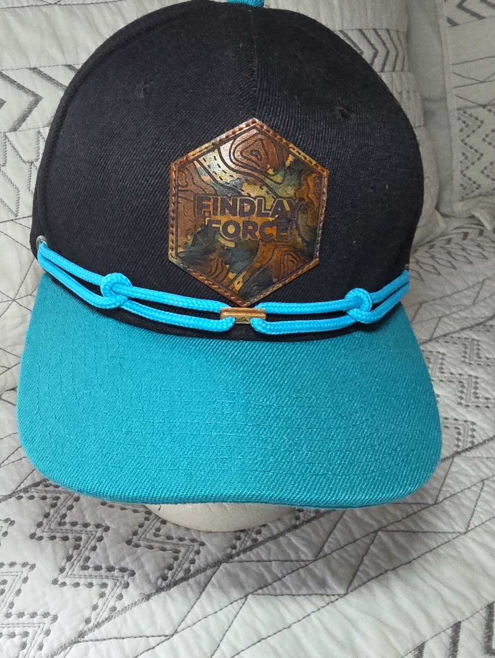 Findlay Men’s Black & Teal Rope-Trim Cap